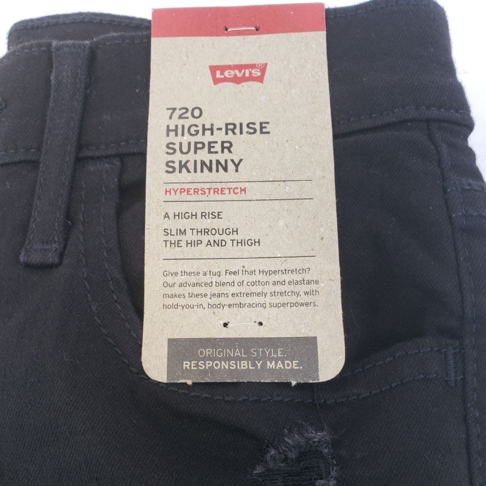 NWT Levi's high rise super skinny black distressed denim - Picture 6 of 12